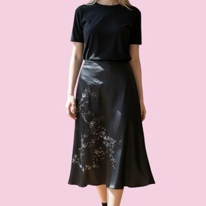 RUE21🎀Vintage Y2K🎀Silky Skirt🎀Chinoiserie Floral🎀Tea Length🎀Like New🎀SZ9!!